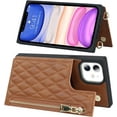 thumbnail image 4 of Crossbody Phone Case for iPhone 11 with Card Holder Slot,iPhone 11 Magnetic Purse Case with Lanyard Strap for Women Men,PU Leather Zipper Lattice Pattern Travel Case 6.1 Inch (Brown), 4 of 14
