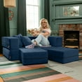 thumbnail image 6 of Jaxx Zipline Convertible Sleeper Loveseat & Ottomans, Textured Microvelvet - Indigo, 6 of 7