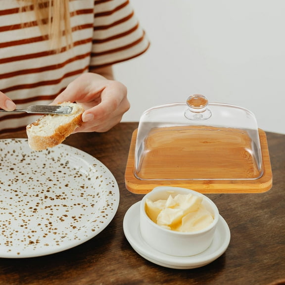 Baluue Butter Keeper for Counter Glass Butter Dish with Lid Simple Design for Freshness Preservation 1Pack