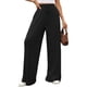 thumbnail image 3 of Pantalones de Pijama Holgados de Punto Suave con Bolsillos y Pernera Acanalada para Mujer con Cordón Ajustable. Negro XXL, 3 of 10