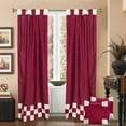 thumbnail image 2 of 4 Pc Set Indian Sari Curtains & Cushion Covers - Boho Tab Top  - Maroon 84", 2 of 5