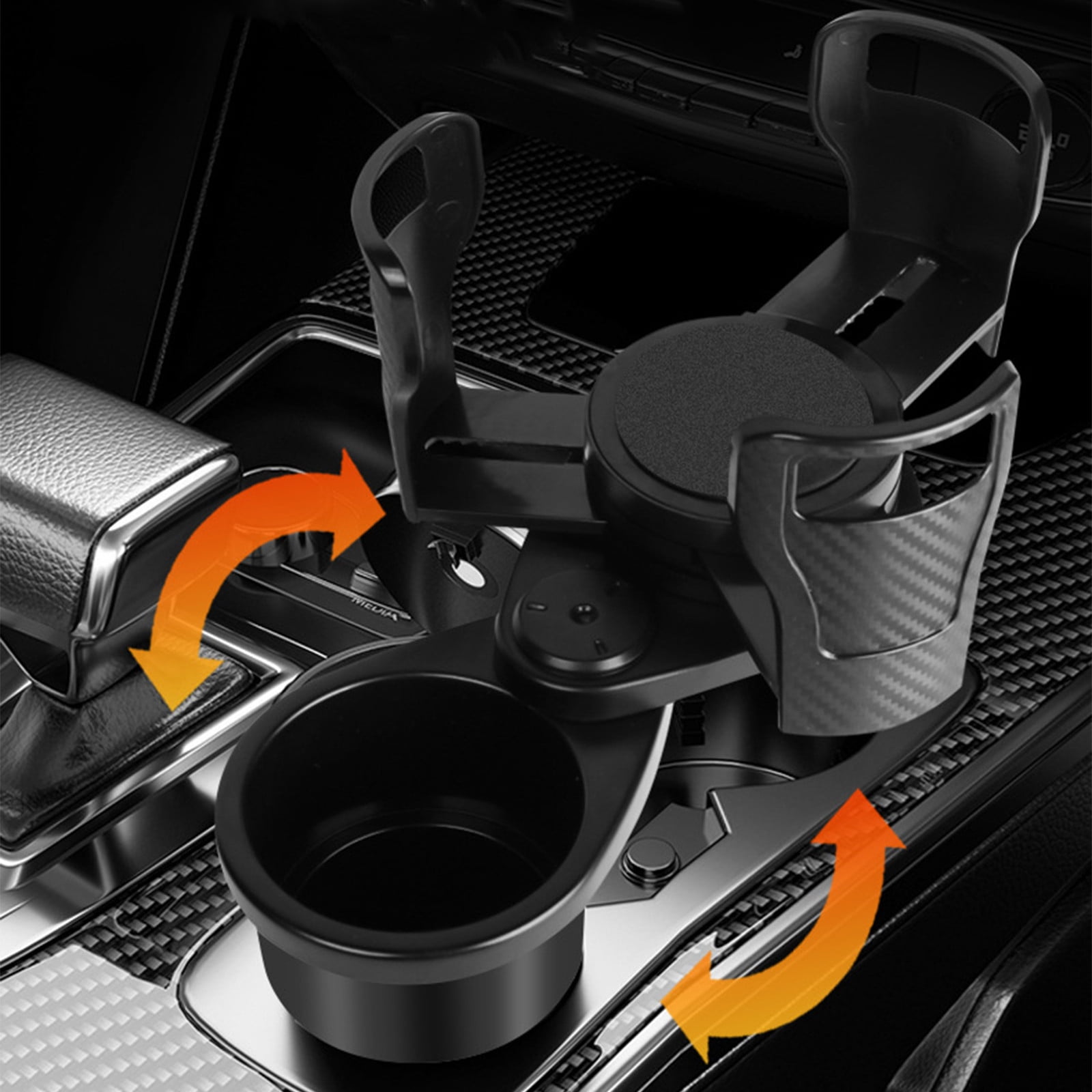 Shldybc Car Mounted Water Cup Holder, Multifunctional Rotating Car Center Console, Beverage Holder, Split in Two, Double Layer Storage Rack, Car Accessories
