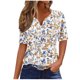 thumbnail image 1 of Tops Cortos para las Mujeres, Impreso Manga Corta V-Cuello Botón Arriba Blusa de Moda para el Hogar Y el Uso Diario, 1 of 5