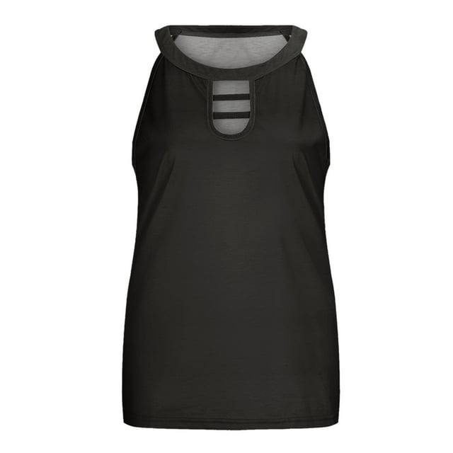 Adult Fashion Woman O-Neck Sleeveless Tops T-Shirt Straples Solid Loose Short