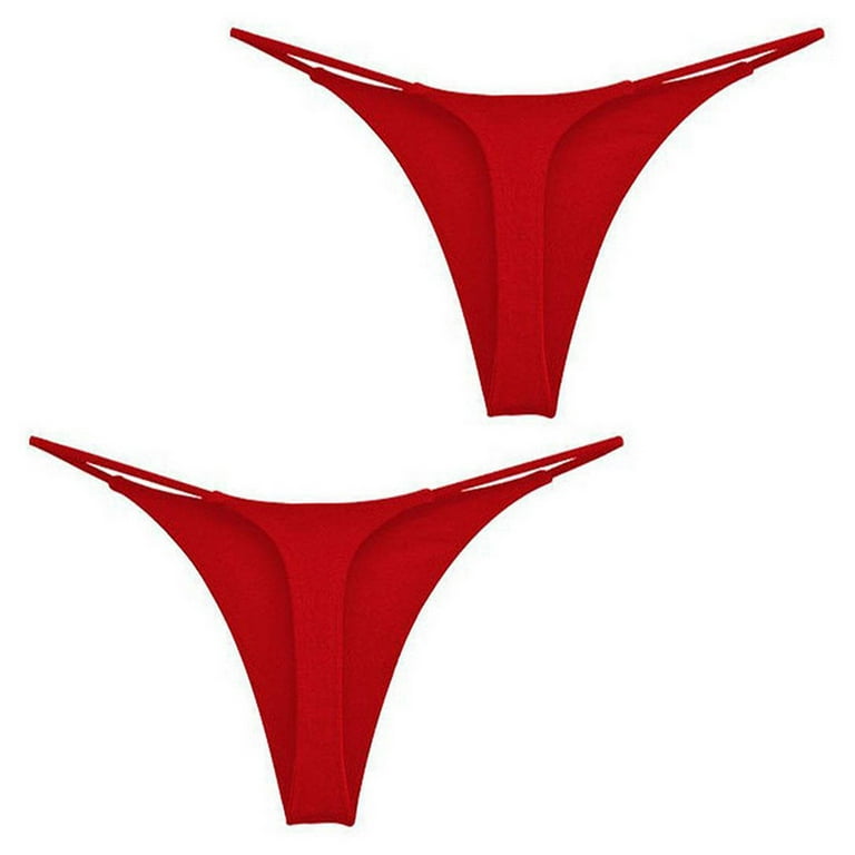 harmtty 2Pcs Women Panties Solid Color Stretch Underwear Sexy Seamless Low  Waist Thongs G-strings Briefs for Daily Wear,J