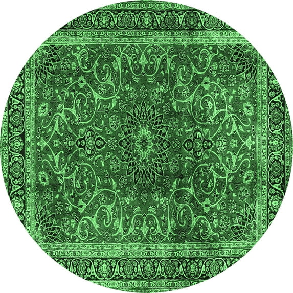 Ahgly Company Indoor Round Persian Emerald Green Traditional Area Rugs, 3' Round