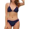 thumbnail image 1 of Trajes de baño para Mujer Halter Triangle Bikini Ruffle Trajes de baño de Dos Piezas Negro M Negro M Xishao ropa, 1 of 2