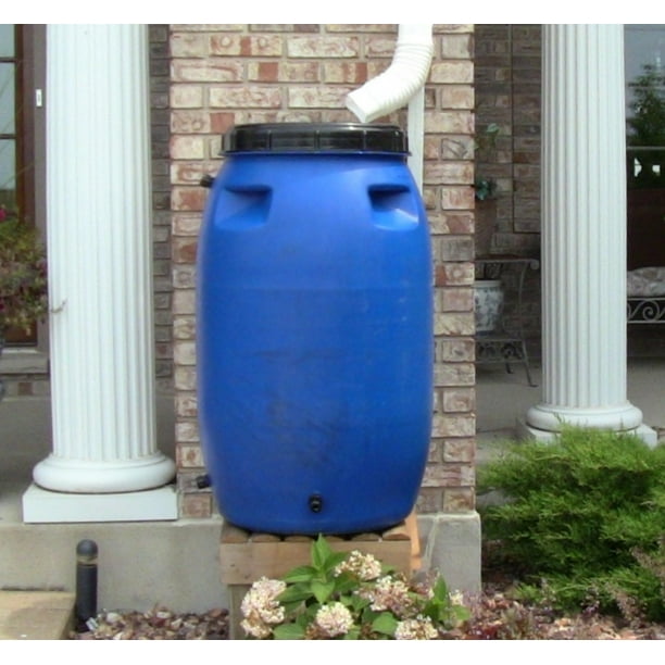 55 Gallon Blue Rain Barrel