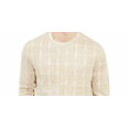 thumbnail image 2 of Alfani Mens Jacquard Grid Pullover Crewneck Sweater Tan 3XL, 2 of 6