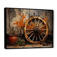 thumbnail image 2 of Designart "Wheels of Time The Old Cart in Orange I" Transportation Floater Framed Wall Decor, 2 of 7