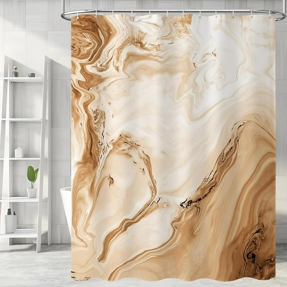 Grey Marble Shower Curtain, Abstract Gray Ombre Shower Curtain for Bathroom, Simple Modern Waterproof Fabric Shower Curtain Set with Hooks, 84x84 Inch