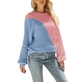 thumbnail image 2 of Seyurigaoka Women Color Blocking Knitted Sweater Long Sleeve Round Neck Sweater, 2 of 5