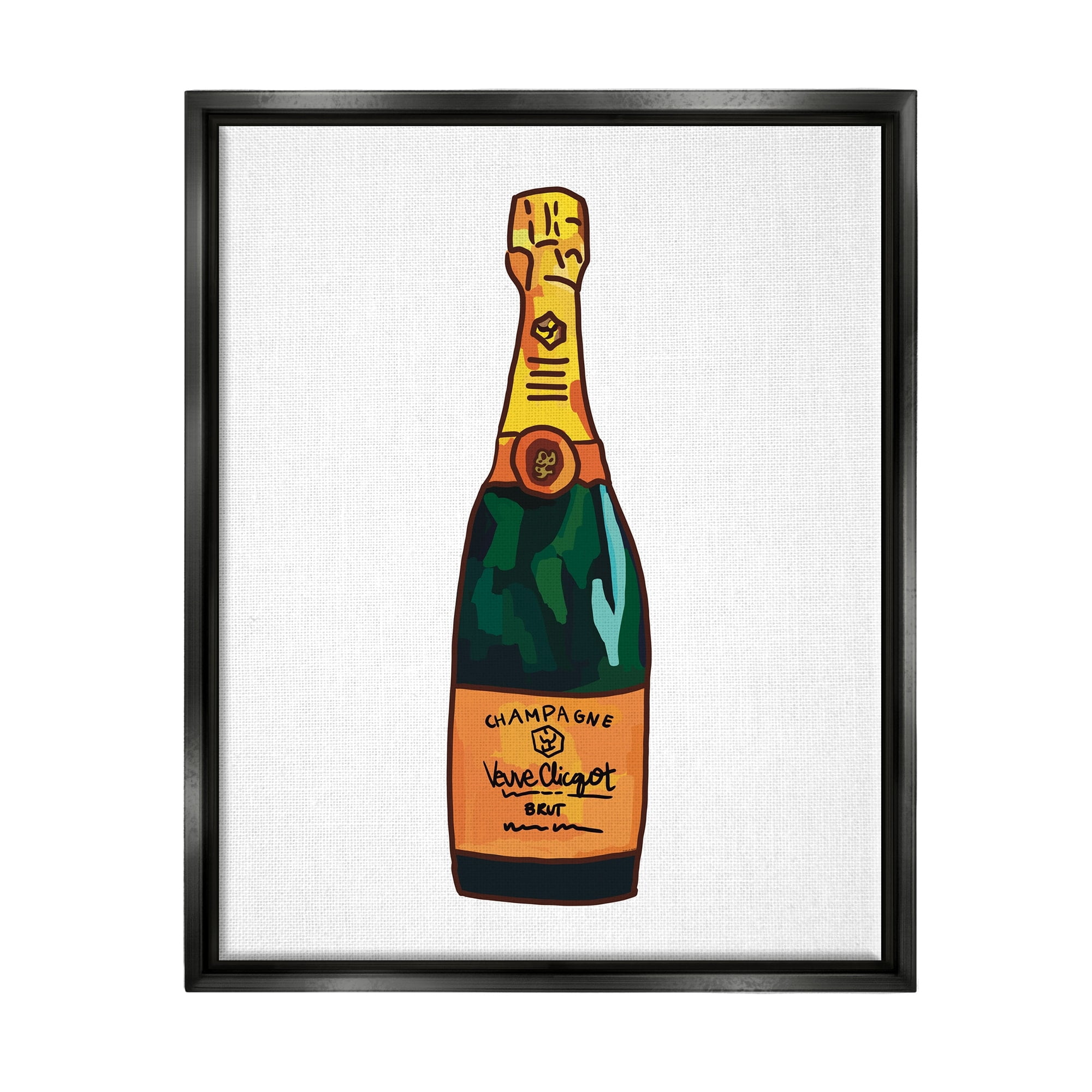 Stupell Industries Classy Champagne Wine Bottle Kitchen Bar Beverage Graphic Art Jet Black Floating Framed Canvas Print Wall Art, Design by Amelia Noyes