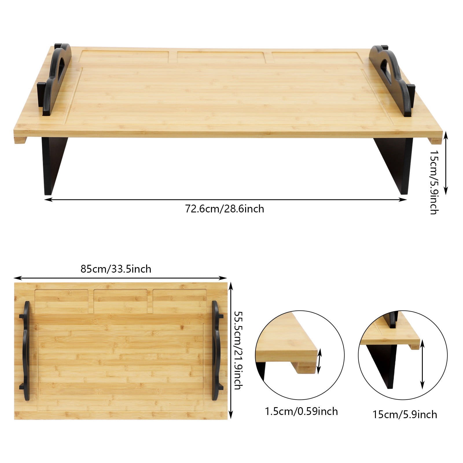 Stove Top Cover Board with Handles for Gas & Electric Stoves Wood Color