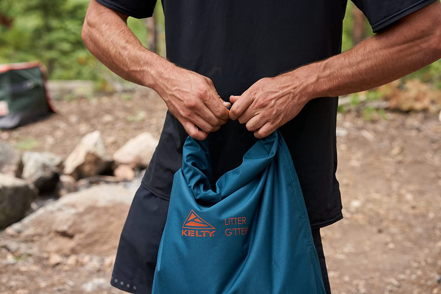 Kelty Litter G’tter Reusable Heavy Duty Garbage Bag and Carry Sack for Firewood, Cans, and Campsite Trash – Puncture + Water Resistant Fabric, Roll Top, 30L Capacity