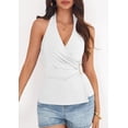thumbnail image 4 of PRETTYGARDEN Womens Halter Top Spring Tie Wrap Sleeveless Ruched V Neck Fitted Summer Tops Backless Fashion Y2k Clothes, 4 of 10