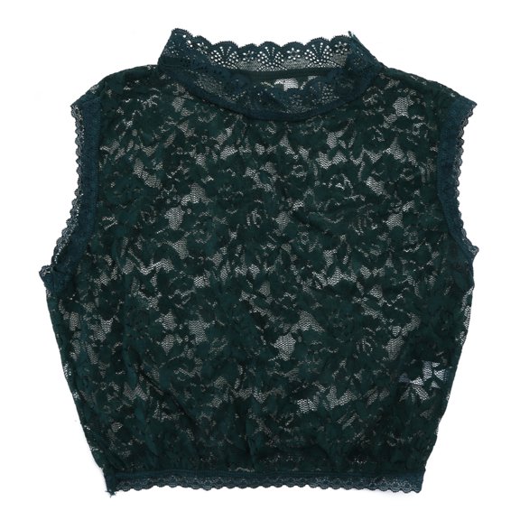 Yokua Lace Turtleneck False Collar Half Blouse Elegant Collar Sleeveless Pullover