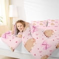 thumbnail image 4 of jejeloiu Cute Cartoon Capybara Full Size Comforter Sets,Pink Kawaii Bowknot Bedding Sets For Girls Kids Reversible 3pcs, 4 of 8