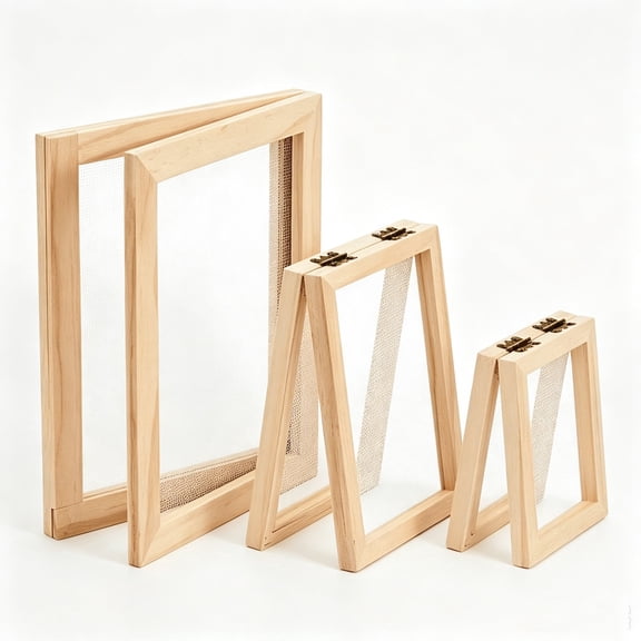 Paper Making Screen – 3-Pack Wooden Mould & Deckle Set for DIY Handmade Paper, A5/A6/A7 Sizes, Reusable Craft Kit
