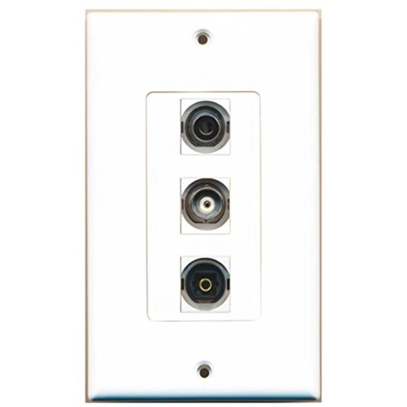 RiteAV - 1 Port Toslink and 1 Port 3.5mm and 1 Port BNC Decorative Wall Plate Decorative