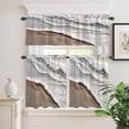 thumbnail image 6 of Beach Ocean Wave Curtain Valances Set Abstract Art Coastal Brown Gradient Kitchen Curtains 36&nbsp;inch Length Rod Pocket Valance and Tiers 3 Piece Set Small Bedroom Bathroom Laundry Decor, 6 of 9