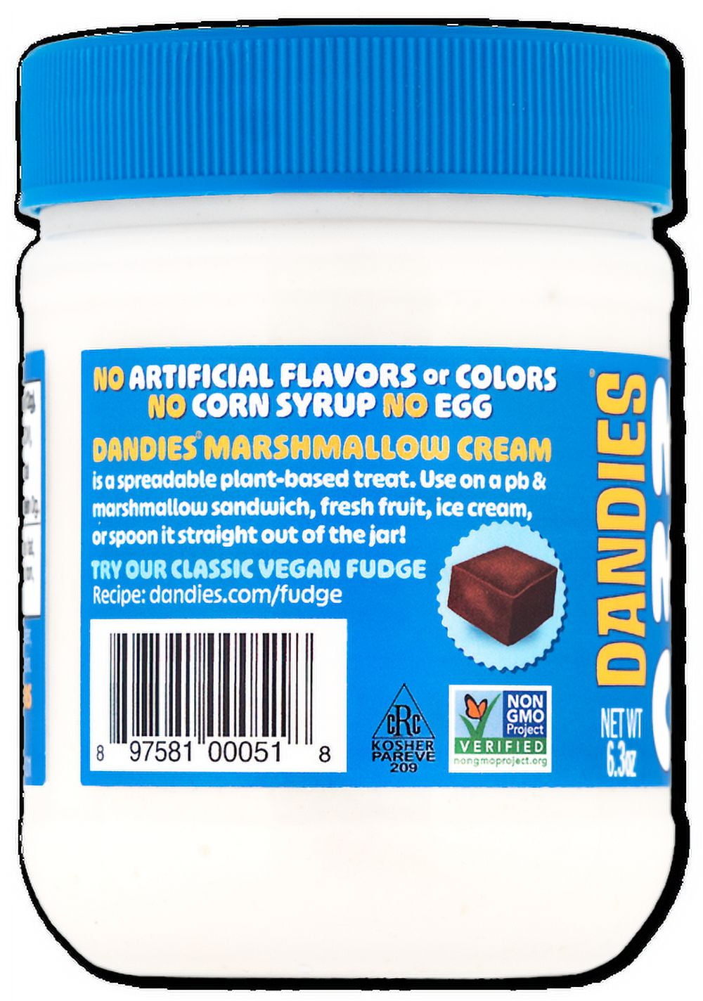 Dandies Marshmallow Cream Vegan Non-GMO - 6.3 oz Pack of 4