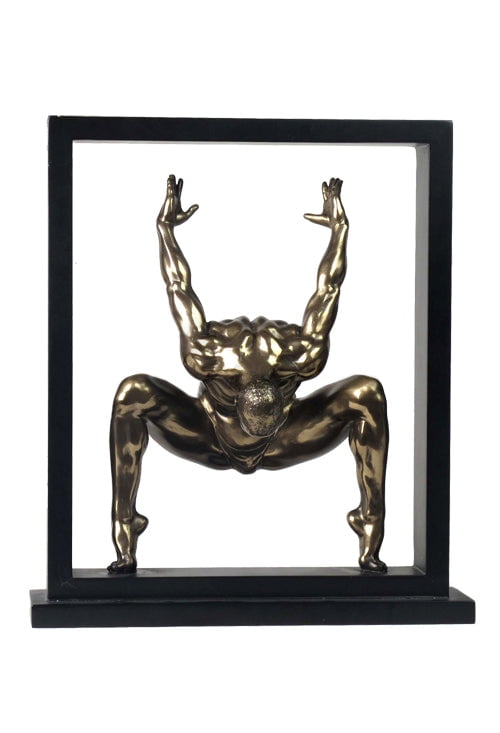 Nude Male Crouching Point Toe Squat