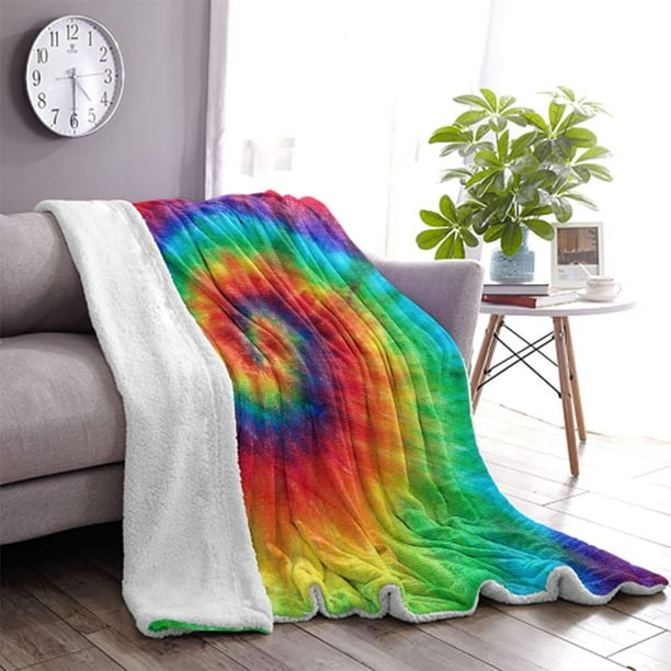 Iguohao Rainbow Tie Dye Throw Blankets Ultra Soft Lightweight Fluffy Sherpa Fleece Plush Funny Rainbow Blanket Cozy Plush Keep Warm Fleece Blankets Fo