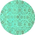 thumbnail image 1 of Ahgly Company Machine Washable Indoor Round Oriental Turquoise Blue Traditional Area Rugs, 8' Round, 1 of 4