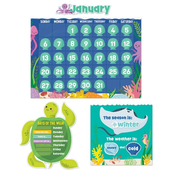 Creative Teaching Press Sea Friends Calendar Set Bulletin Board Set, 67 Pieces