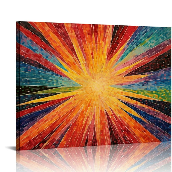 COMIO trees Modern Abstract Canvas Wall Art: Teal Color Painting with Heavy Textured Gold Foil Picture Decor Contemporary Sunburst Print Artwork for Office Bedroom Living Room