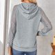 thumbnail image 2 of Sudaderas con capucha informales para mujer, camisetas con cordón de ganchillo de manga larga, sudaderas con cordón y bolsillo para otoño invierno, gris claro S, 2 of 6