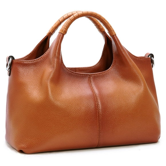 Iswee - Bolsos de hombro de piel auténtica, bolsos y bolsos para mujer, diseño de portafolios cruzada, tamaño mediano, Sorrel, M