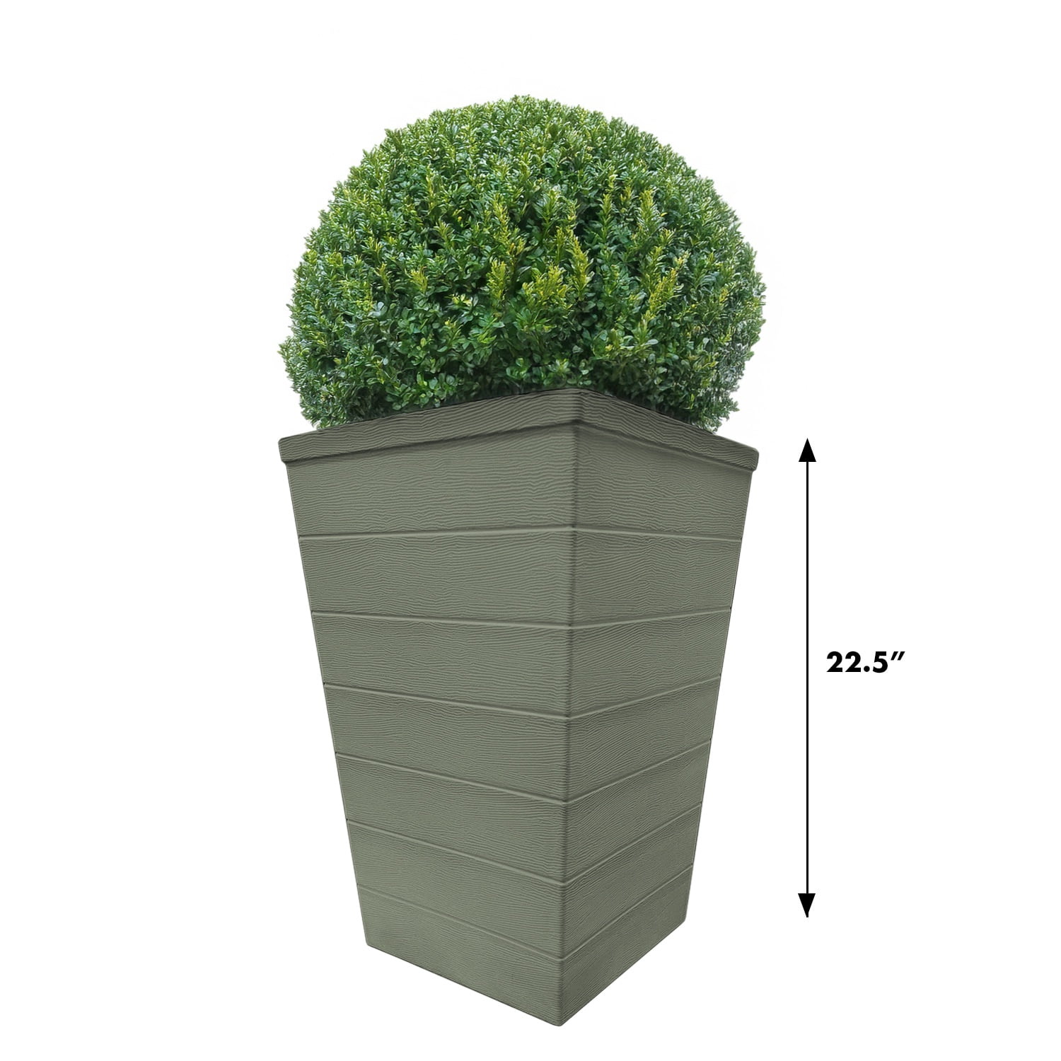 EMSCO 22.5" Tapered Resin Tall Accent Planters, 2-Pack, Driftwood Finish