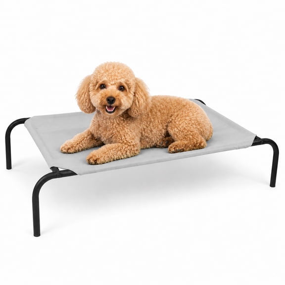 PHYEX Elevated Dog Bed Small,Raised Cooling Outdoor Dog Bed, 33" L x 19" W x 7.5" H, Gray