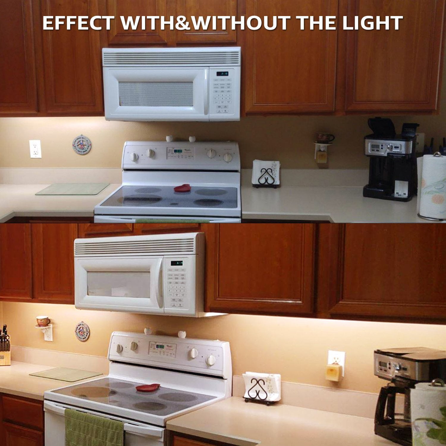 12 Inch LED Kitchen Cabinet Lights, UL Adapter, 3000K Warm White, Rocker Switch, Pack of 4