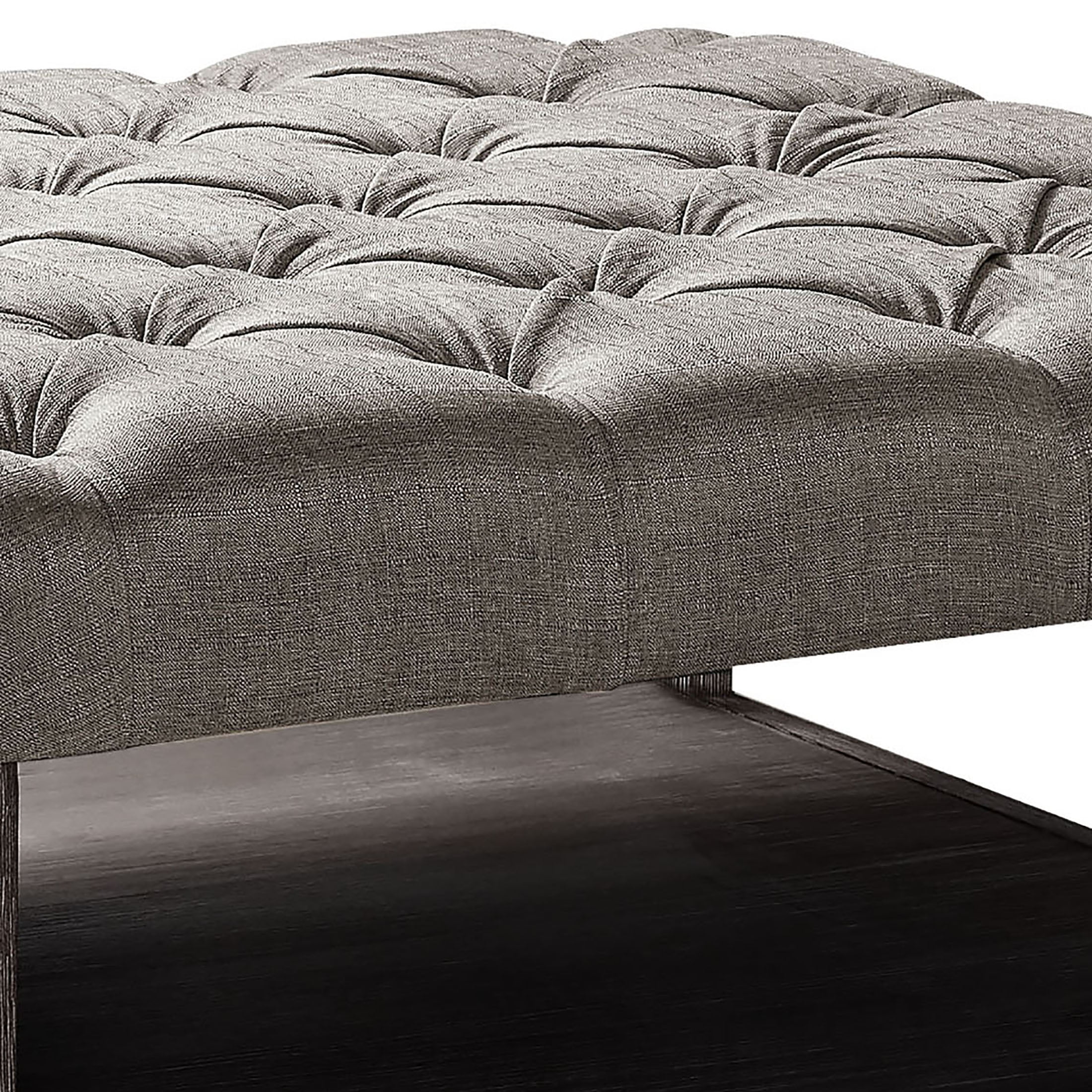 Furniture of America Button Square Coffee Ottoman, Antique Gray