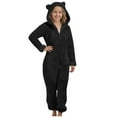 thumbnail image 2 of enyan Onesie Pajamas for Girls Fleece Zip Up Jumpsuits Kids Hooded Rompers Fuzzy Winter Warm Toddler Cute Bear Zipper Playsuit Jumper (Black,10-11 Years), 2 of 4