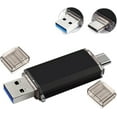 thumbnail image 1 of 64GB USB 3.0 Lecteur Flash, 64GB Rapide USB 3.0 Lecteur Flash, Lecteur Flash USB Double Port, Type C Memory Stick, pour Smartphones, Tablettes, Ordinateurs, Noir, 1 of 5