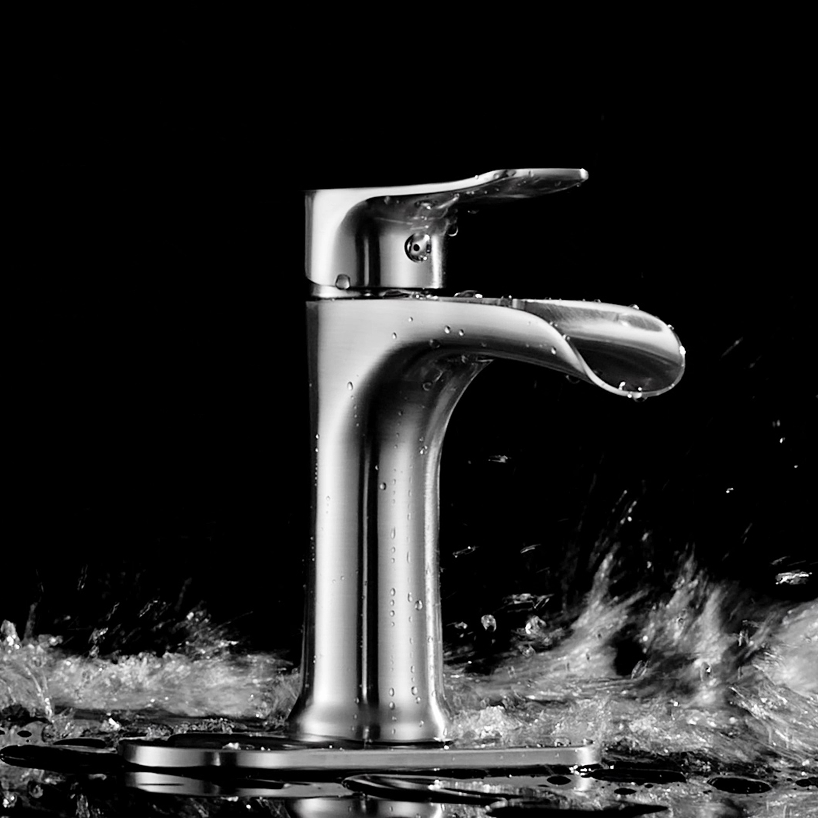 Yundoom Brushed Nickel Waterfall Bathroom Faucet photo 3