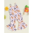 thumbnail image 3 of Suealasg Little Girl Jumpsuit Halloween Clothes Pumpkin/Bow Print Romper Overalls 1T 2T 3T 4T 5T Toddler Kids Girl Halloween Jumpsuit, 3 of 7