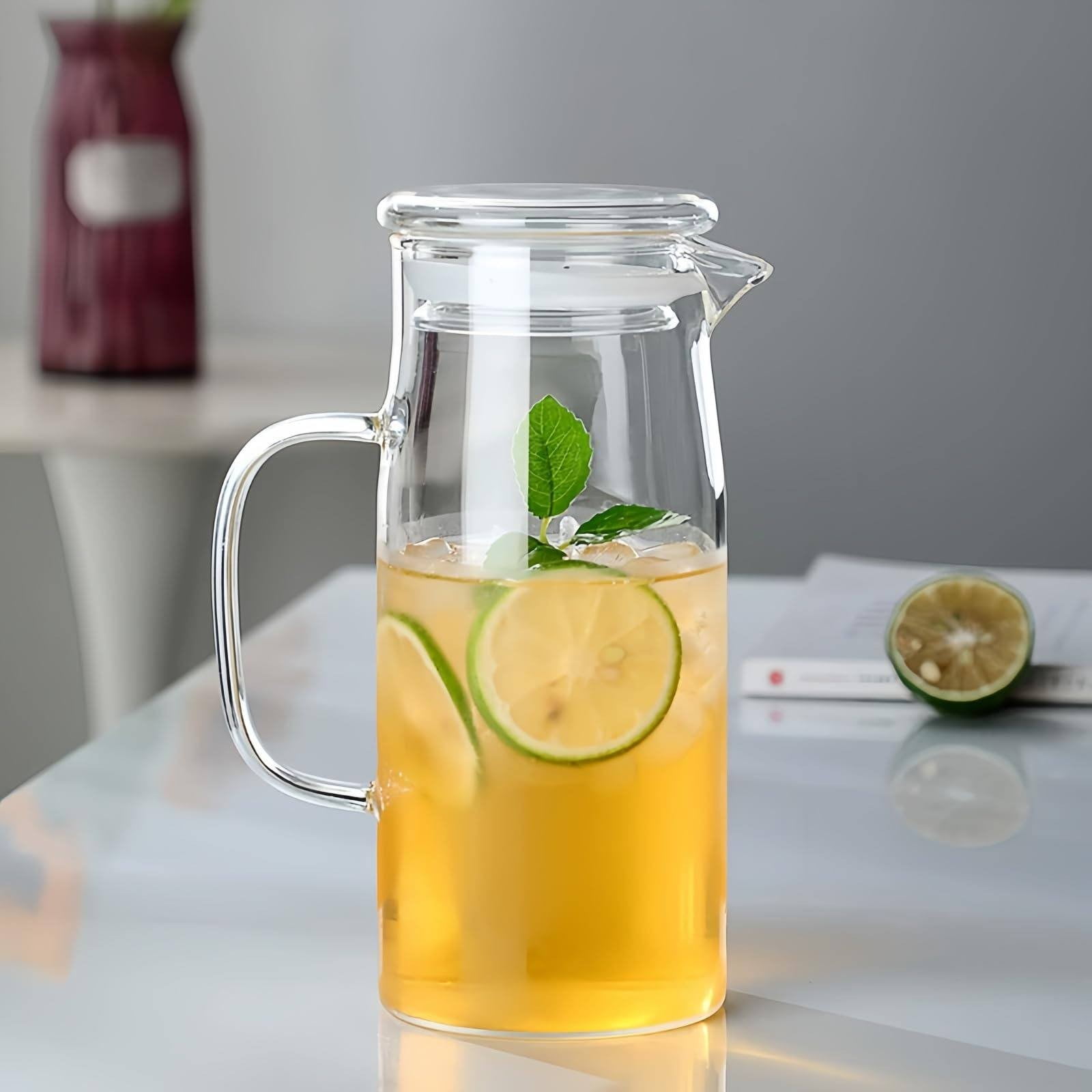 XKHBDL Portable Container Water Bottle with Bamboo Lid - Eco Friendly & BPA Free Borosilicate Glass Infuser Bottle - Leak Free Design - for Storage, Everyday Use and Non-Toxic Hydration