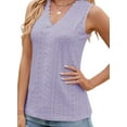 thumbnail image 2 of Women'S Trendy Tank Tops Eyelet Embroidery Sleeveless V-Neck Tank Shirts for Daily Casual Purple S, 2 of 6