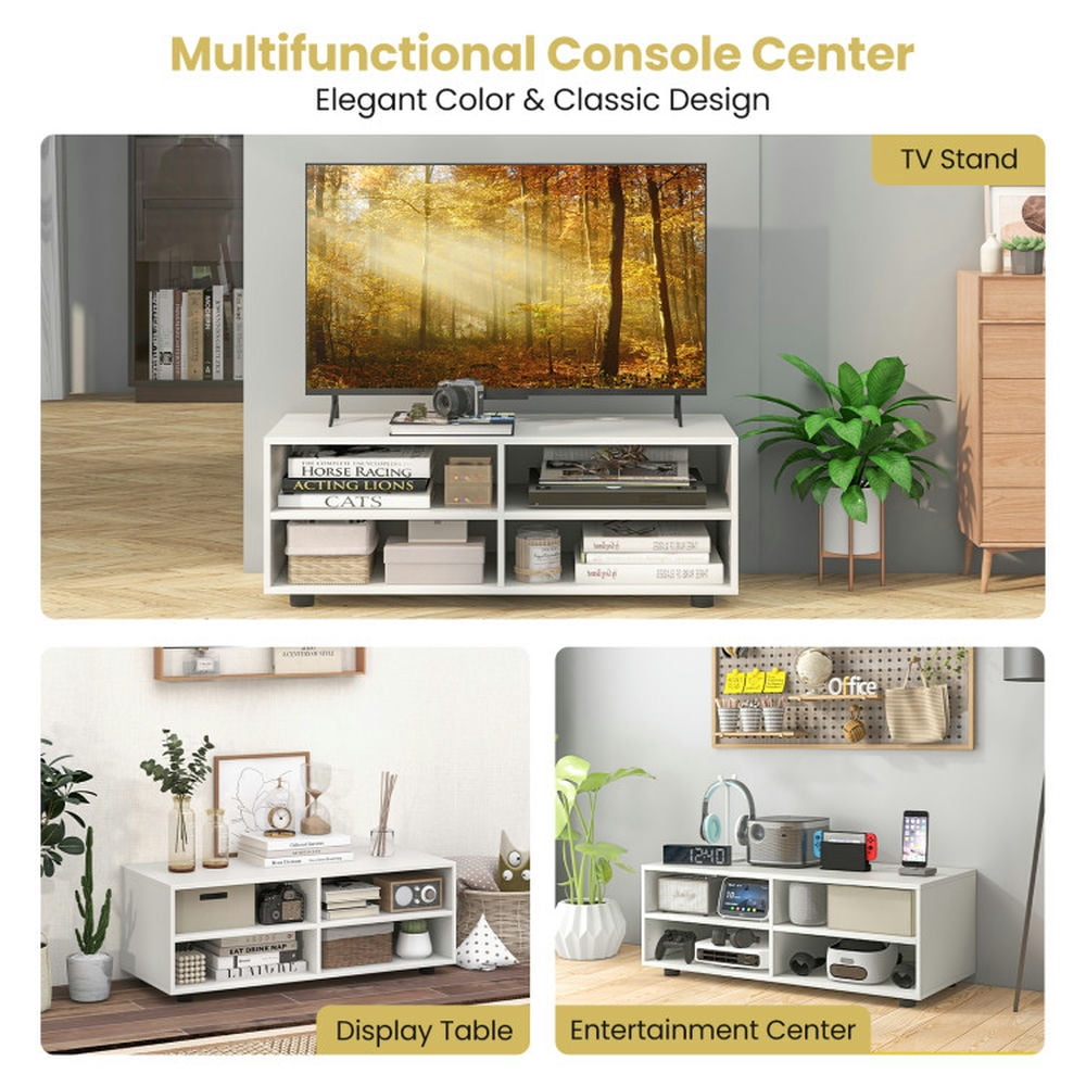 Finihen TV Stand, Entertainment Center, TV Console Table with Adjustable Shelves and Cable Management Hole for TV up to 40 Inch, for Living Room, White