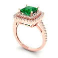 thumbnail image 2 of Halo Engagement Ring for Women - 2.07ct Simulated Emerald in 14K Rose Gold Promise Ring, 2 of 6