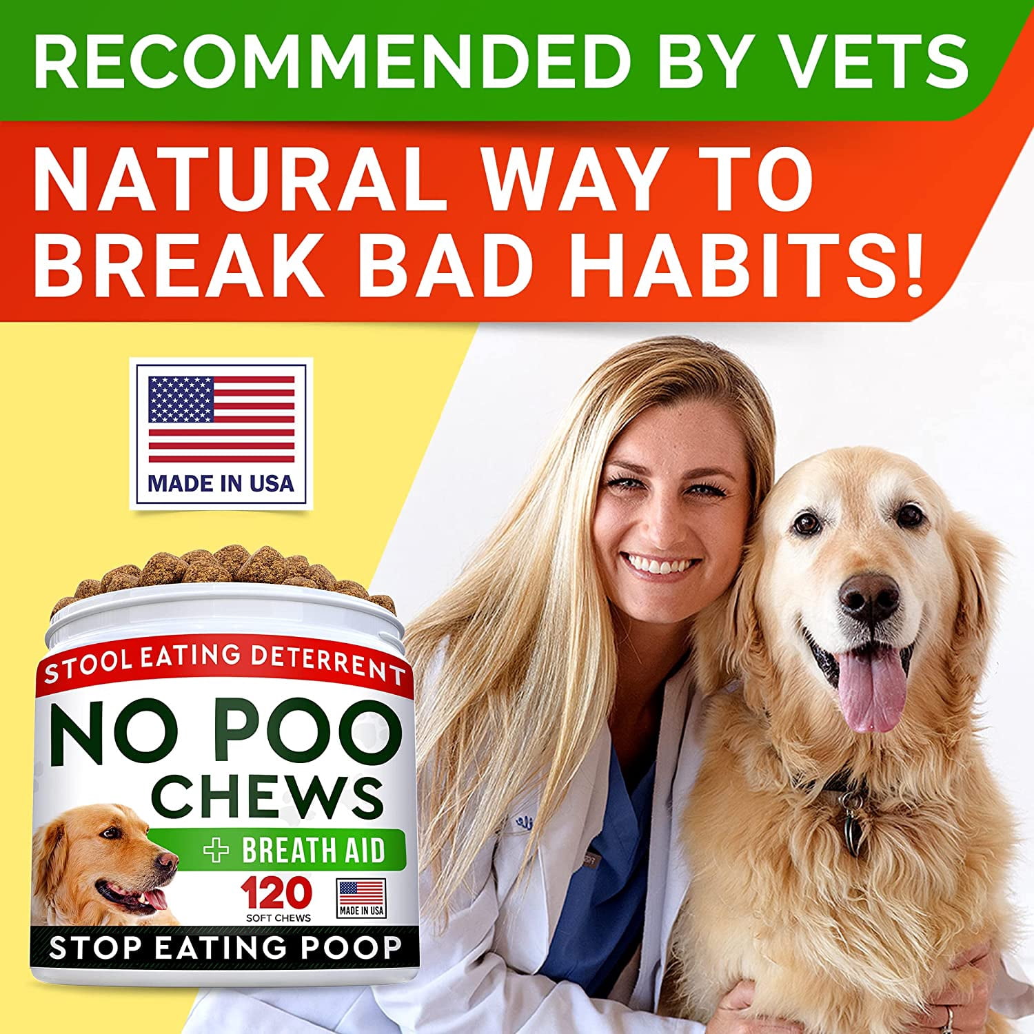 STRELLALAB No Poo Treats for Dogs - Coprophagia Stool Eating Deterrent - No Poop Eating for Dogs - Digestive Enzymes - Gut Health & Immune Support - Stop Eating Poop - 120 Count
