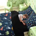 thumbnail image 5 of Manfei Minimalist Dino Animals 7pcs Queen Bedding,Vintage Paw Print Bedding Comforter Set Queen,Blue Green,Black Reversible, 5 of 6