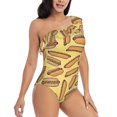 thumbnail image 3 of Gaeub Hot Dogs Women's One Shoulder Ruffle Tummy Control Swimwear for Swimming Surfing Beach Party - Small, 3 of 8