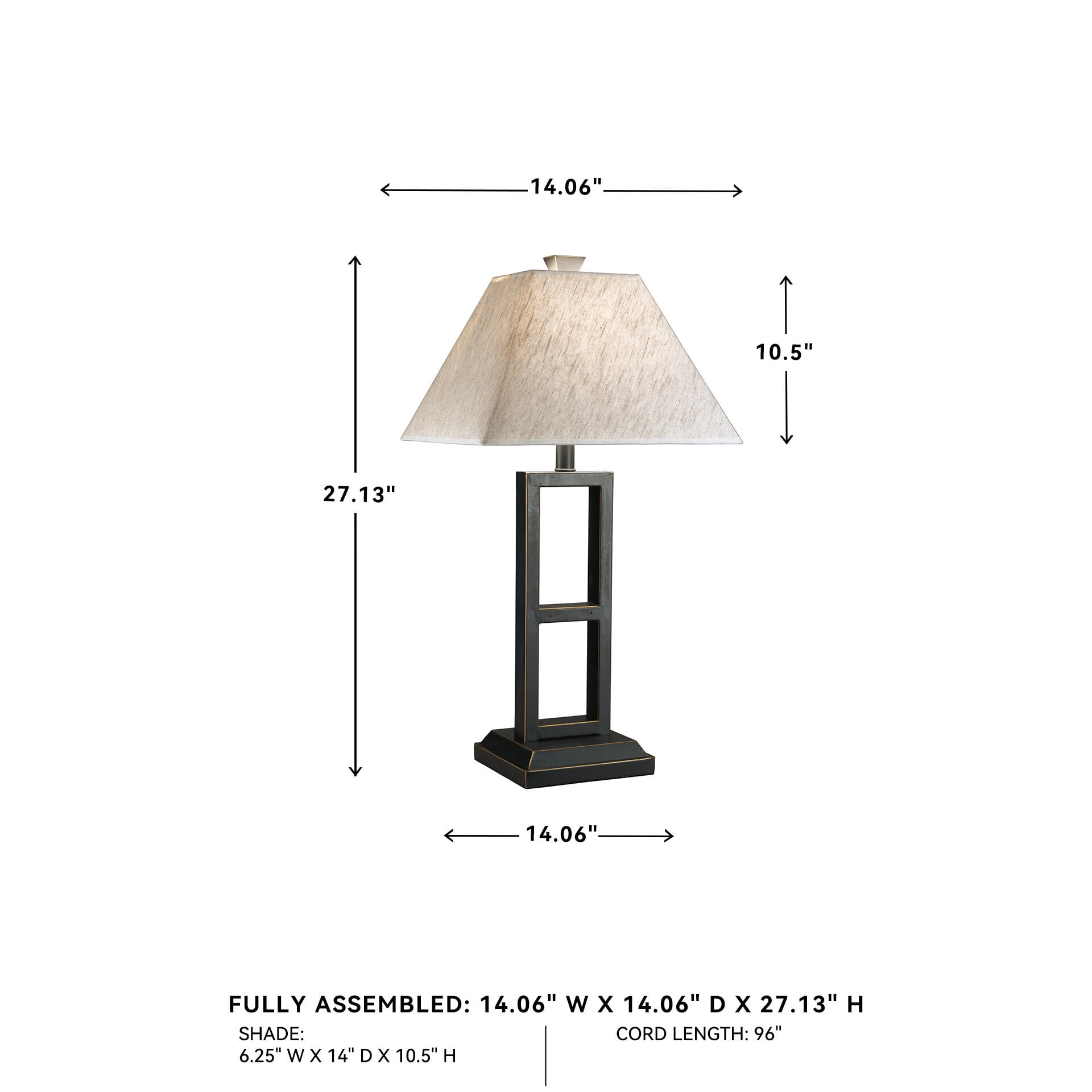 Signature Design by Ashley Deidra Metal Table Lamp Set (2), Black, Modern Open Frame Lamps with Linen-Look Shades