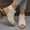 Beige, variant on Women's Knit Chunky Block High Heels Sandals Slingback Cut Out Peep Toe Chunky Stacked Heel Ankle Booties Beige 9(42)